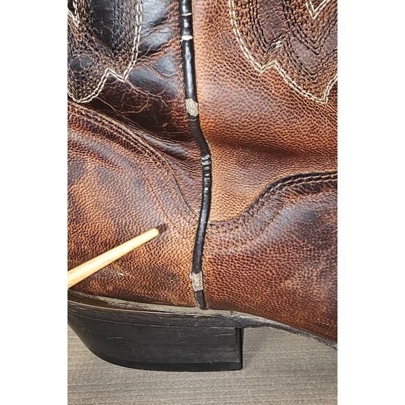 J B Dillon goat leather cowboy boots mens size 11.5D brown distressed western main image 15